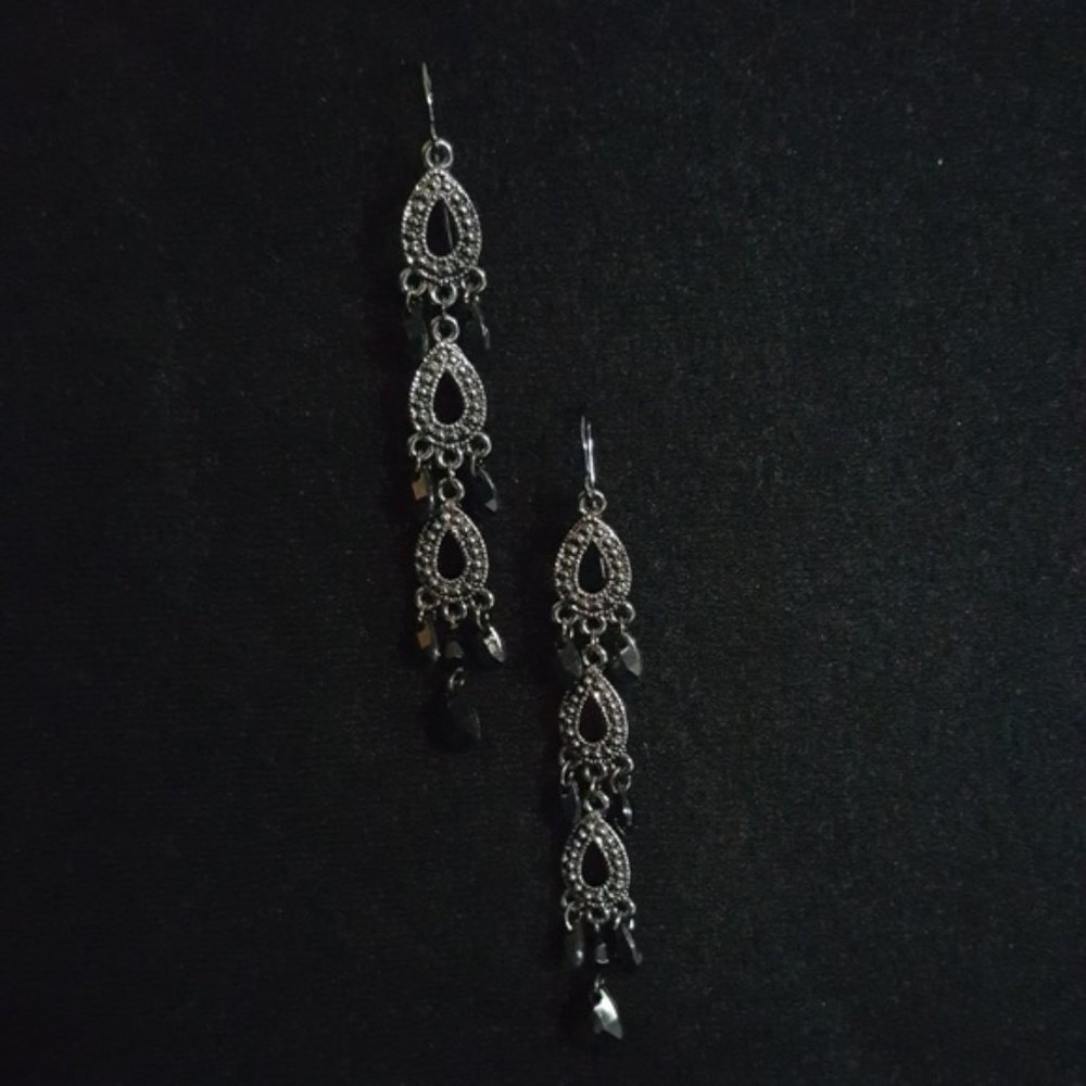 Black Stone Statement Earring Bundle | 3 Pairs - image 3